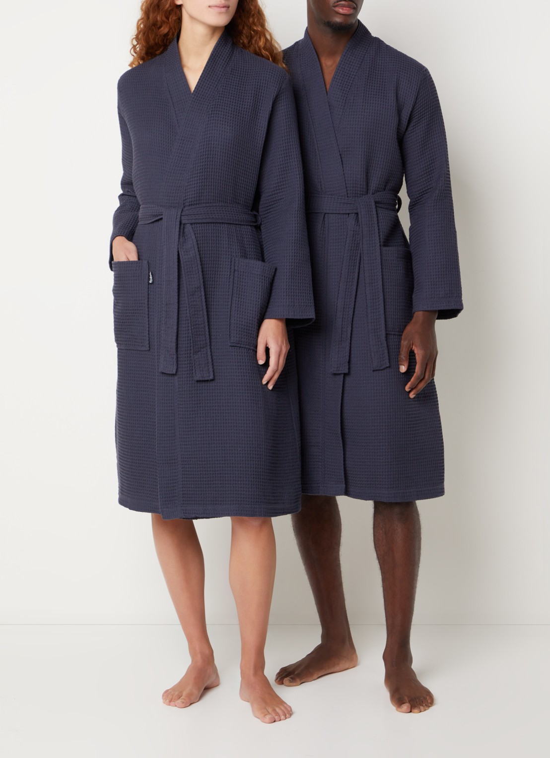 Vandyck Biarritz badjas met structuur - unisex - detail 5 blauw