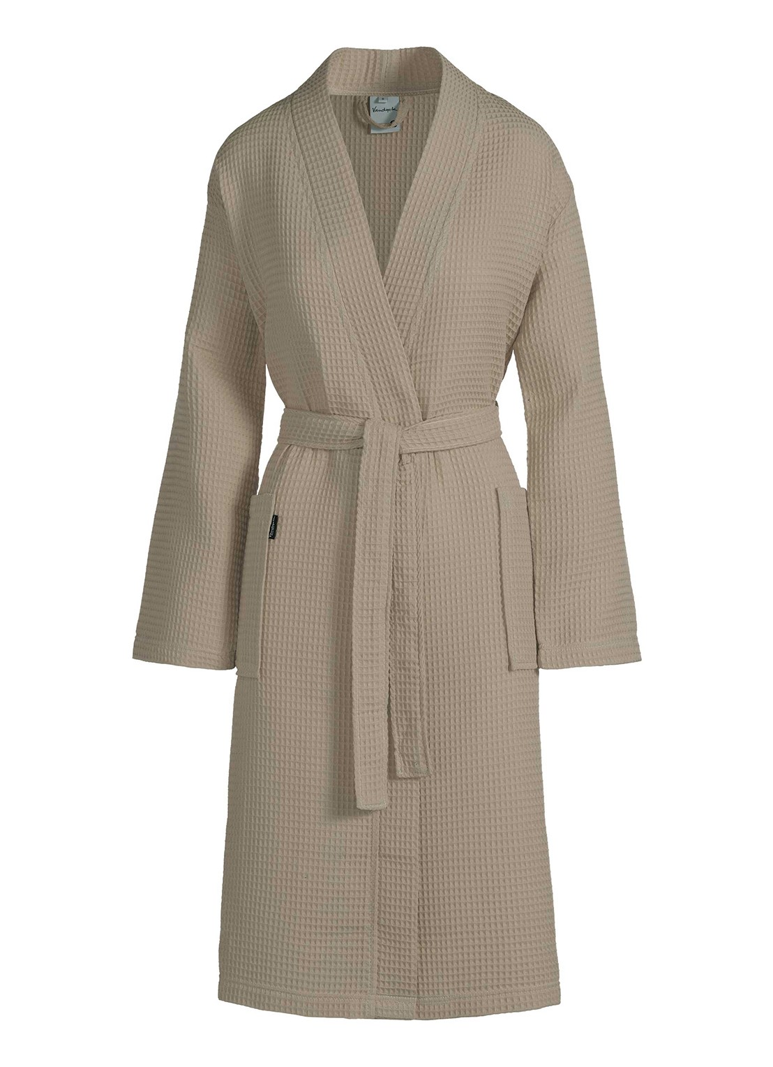 Vandyck Biarritz badjas met wafelstructuur - unisex - voorkant beige