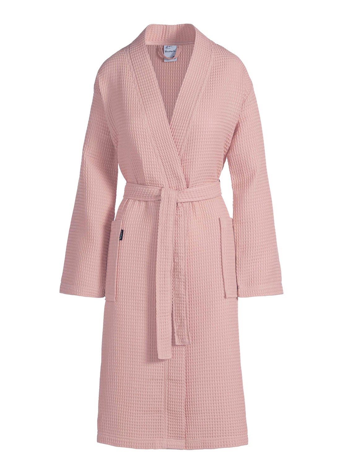 Vandyck Biarritz badjas met wafelstructuur - unisex - voorkant 2 roze