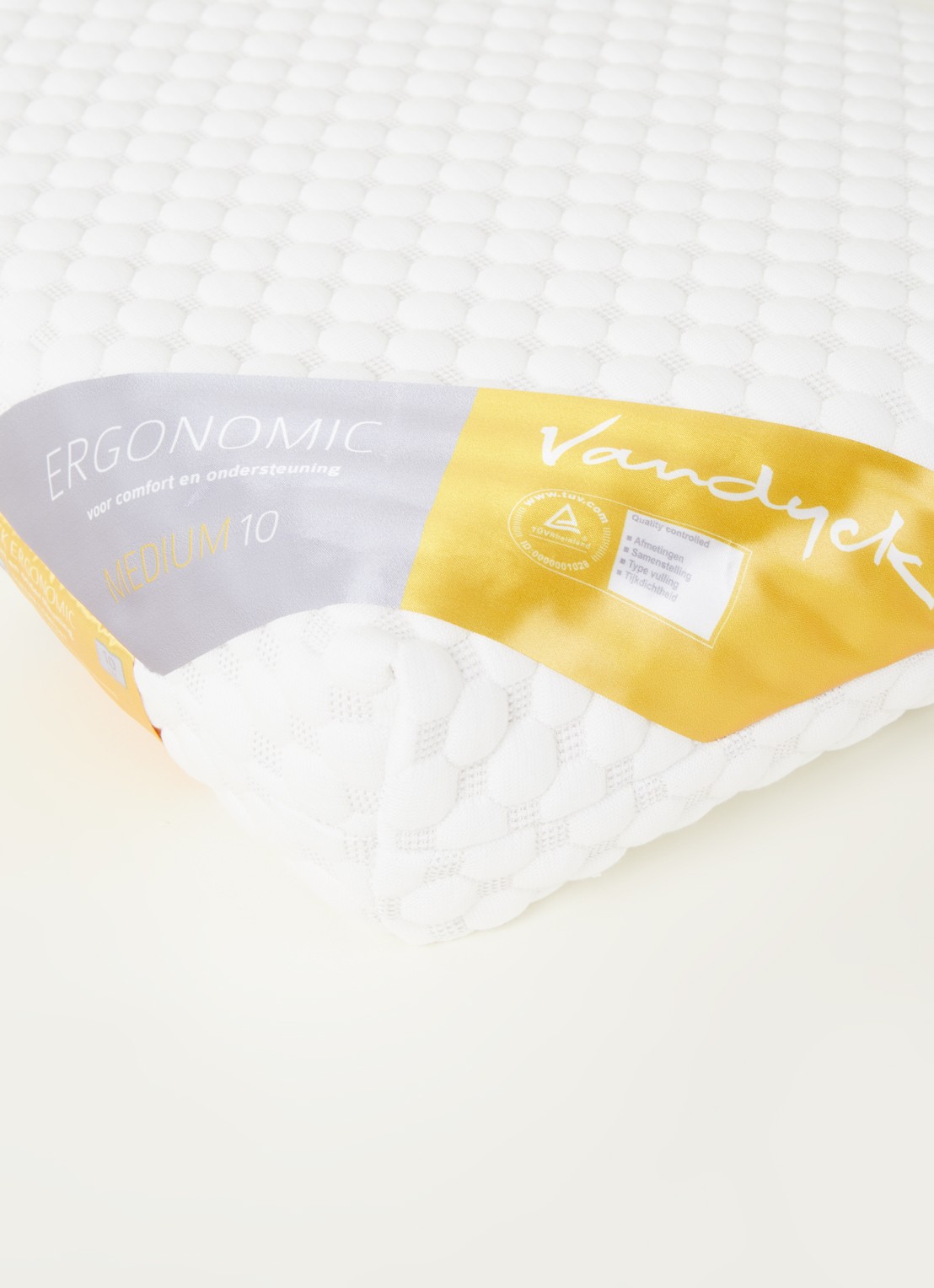 Vandyck Ergonomic 10 medium hoofdkussen met vulling van natuurlatex 60x 40 cm - detail 3 wit
