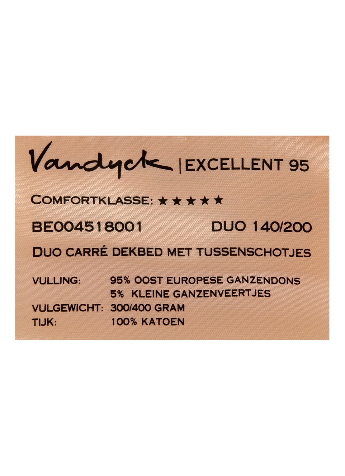 Vandyck Excellent 4-seizoenen duo dekbed van makokatoen met vulling van dons - detail wit