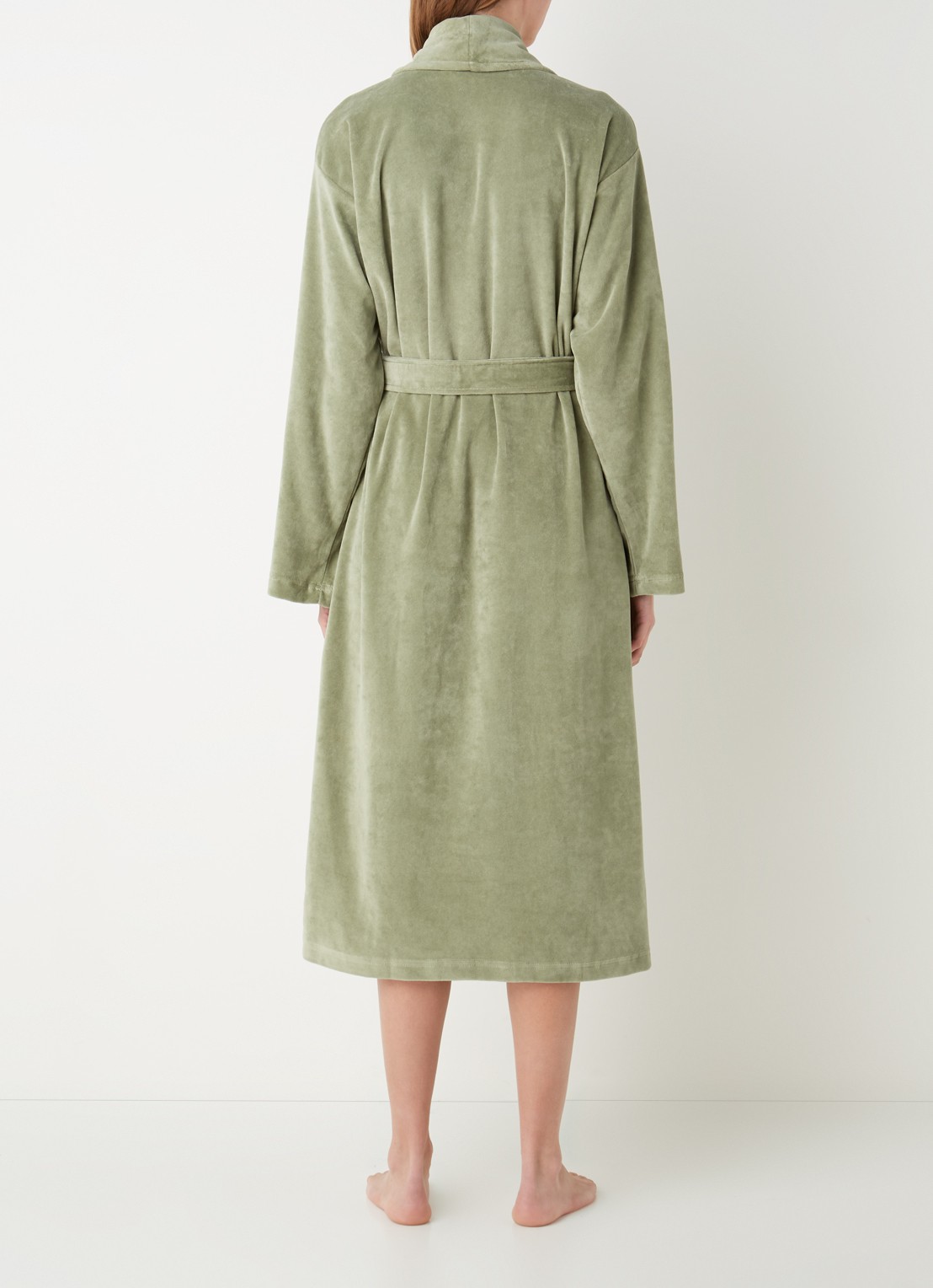 Vandyck Grace badjas van fluweel met steekzakken - unisex - achterkant lindegroen