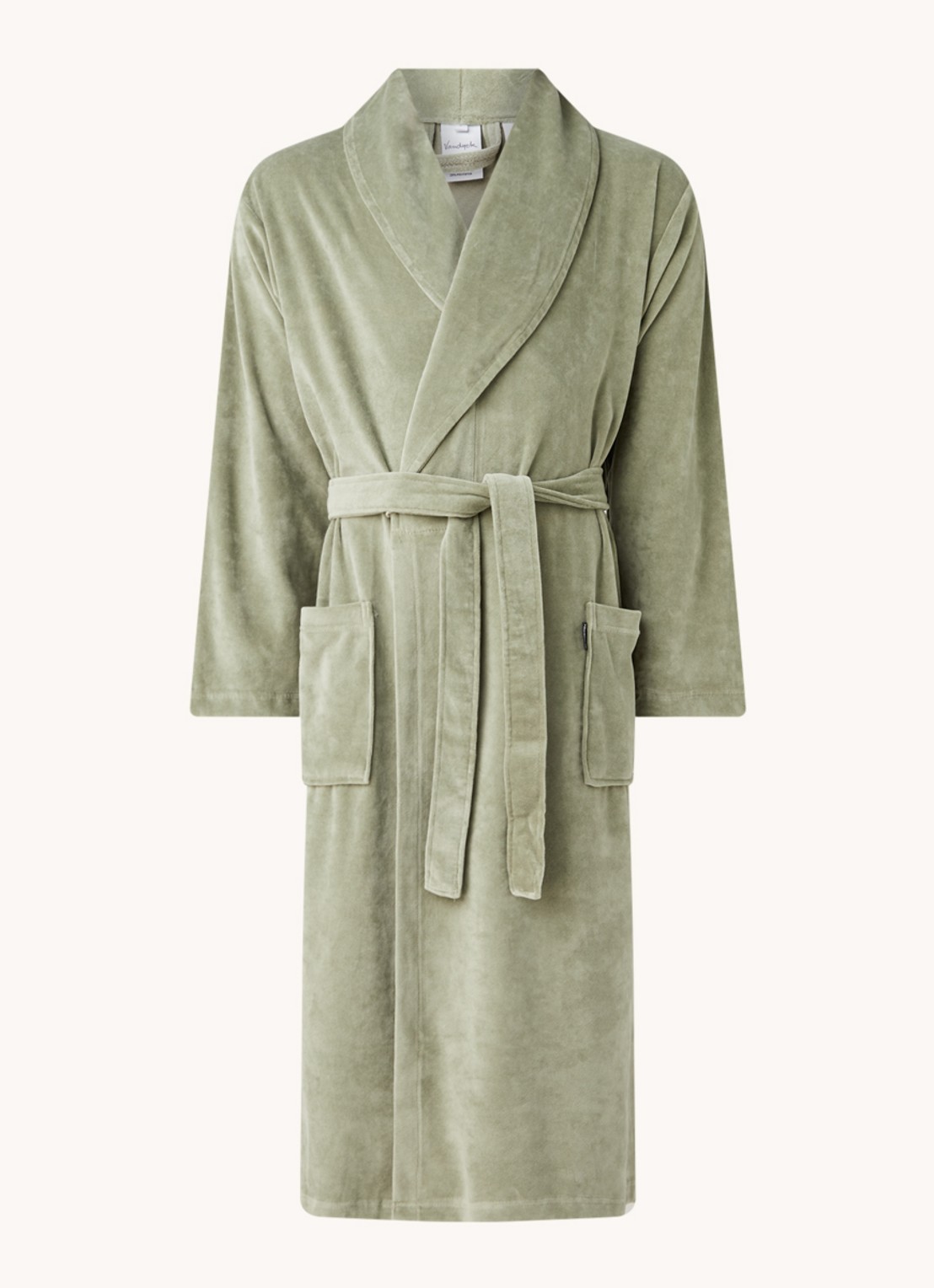 Vandyck Grace badjas van fluweel met steekzakken - unisex - voorkant 2 lindegroen