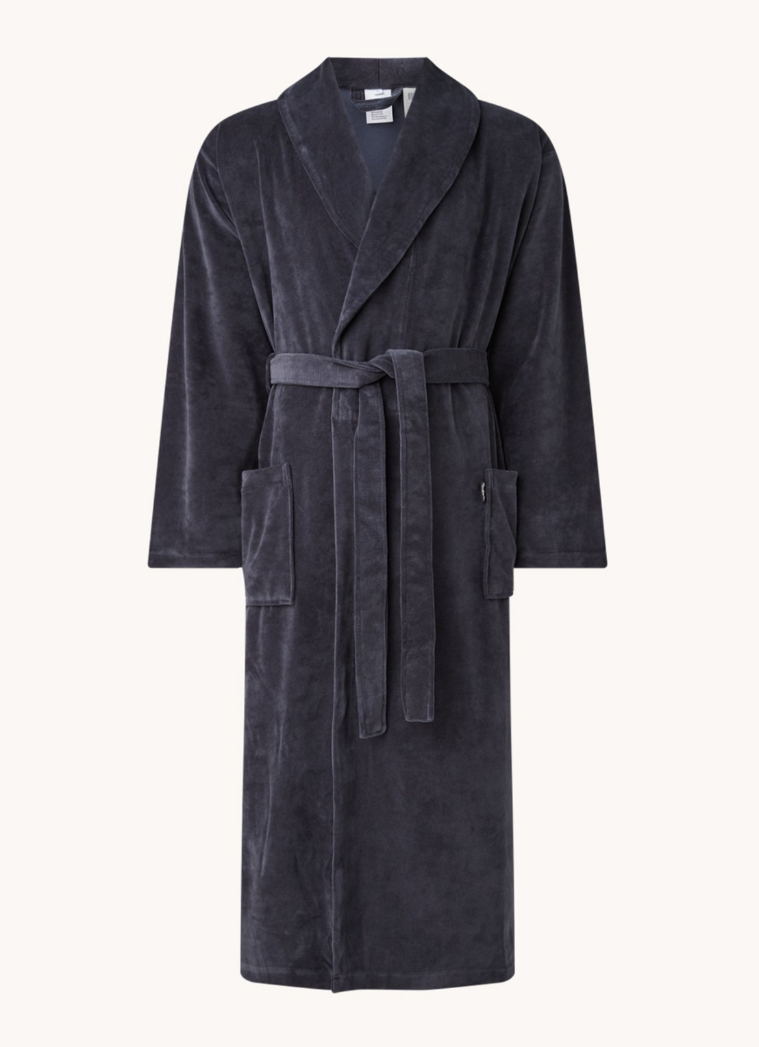 Vandyck Grace badjas van fluweel met steekzakken - unisex - voorkant 2 donkerblauw