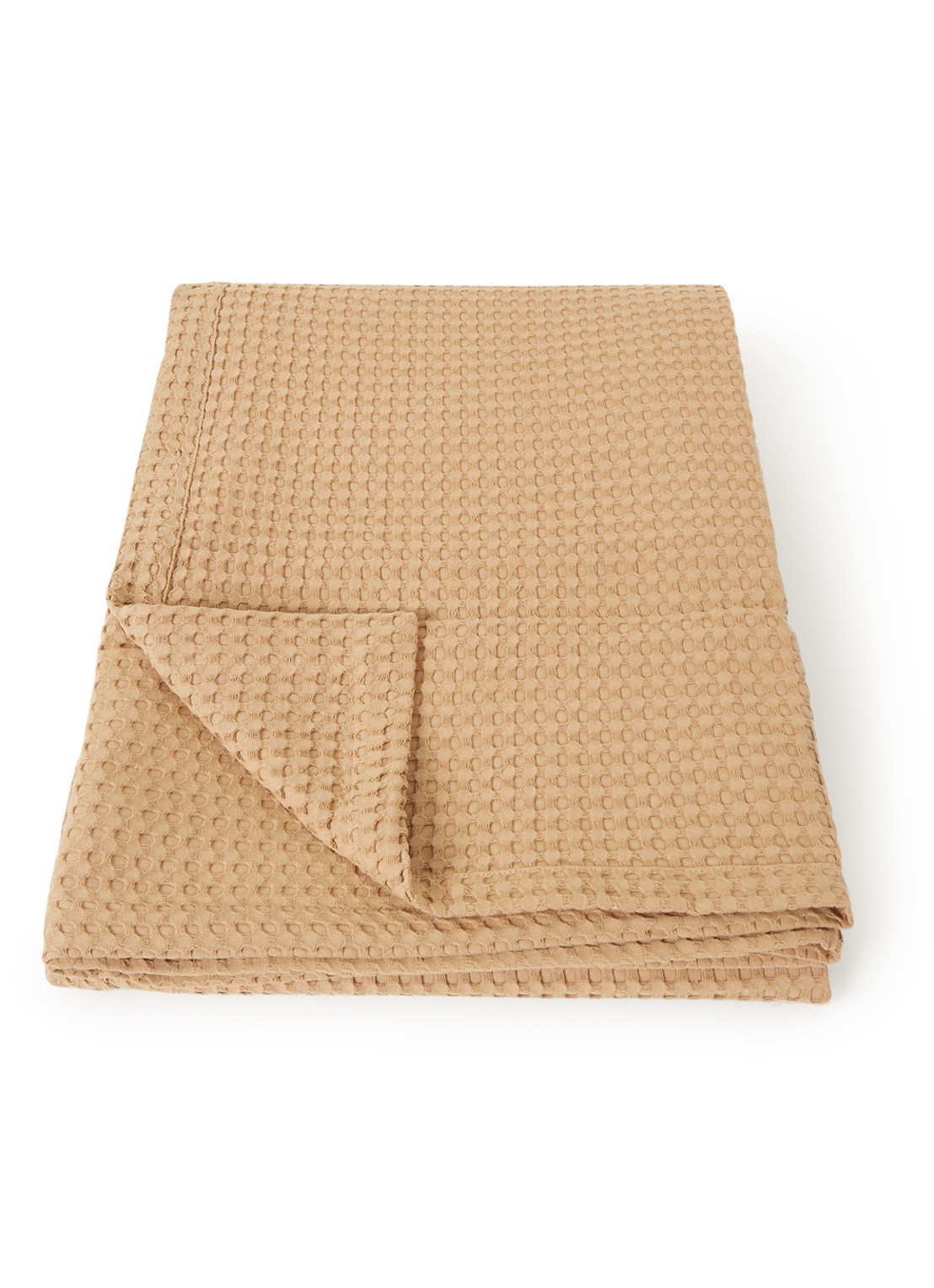 Vandyck Home 71 plaid met wafelstructuur - voorkant 2 camel