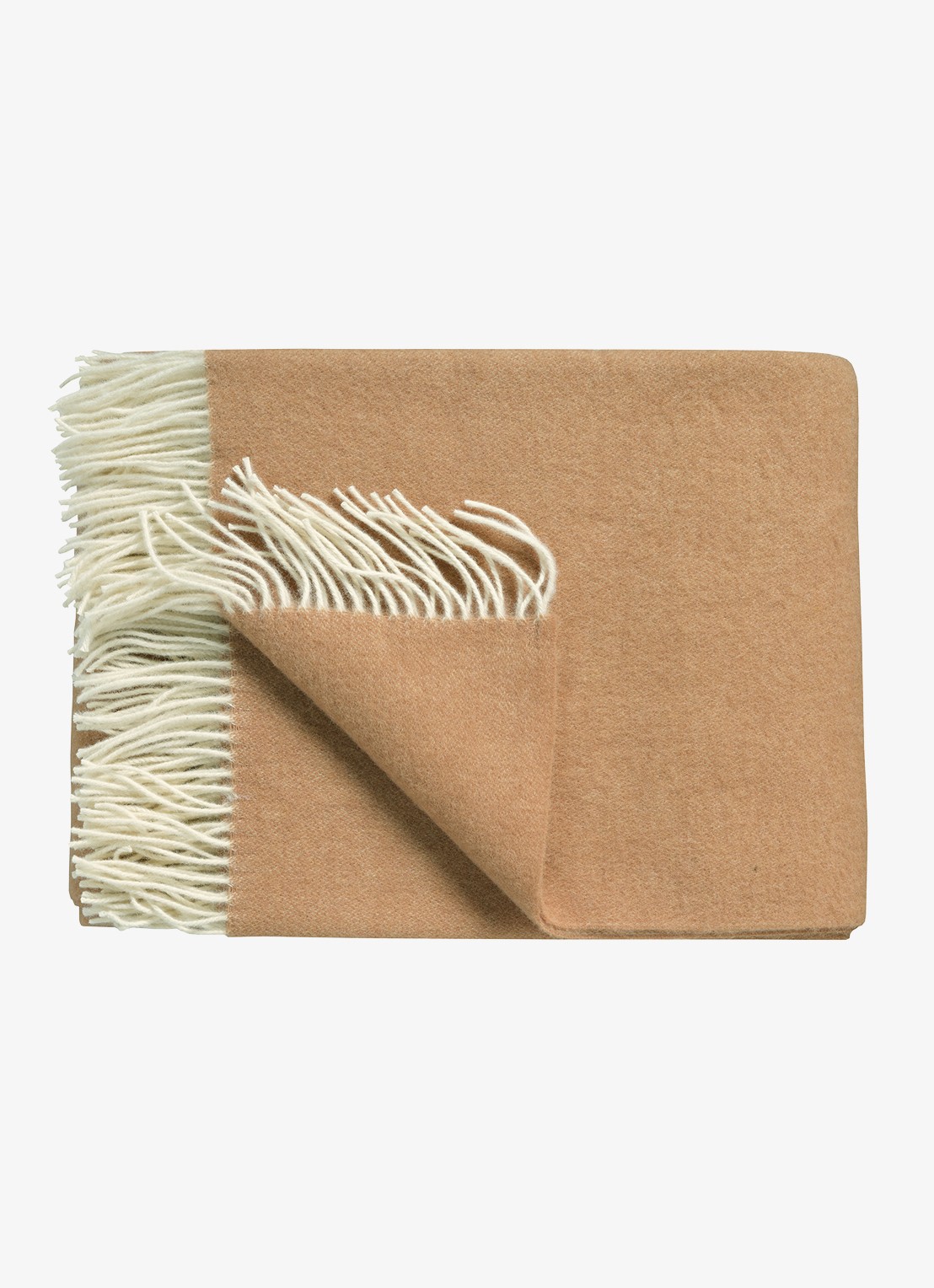 Vandyck Home Bellavita plaid van lamswol - voorkant beige