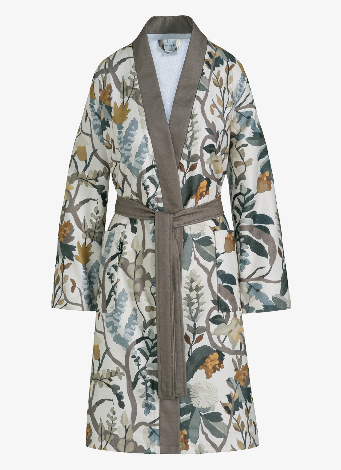 Vandyck Odette badjas met bloemenprint - voorkant 3 grijs