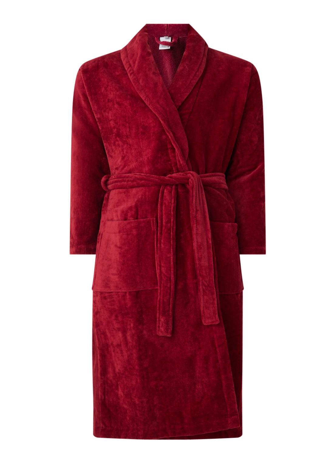 Vandyck Prestige badjas van katoenvelours - voorkant bordeauxrood