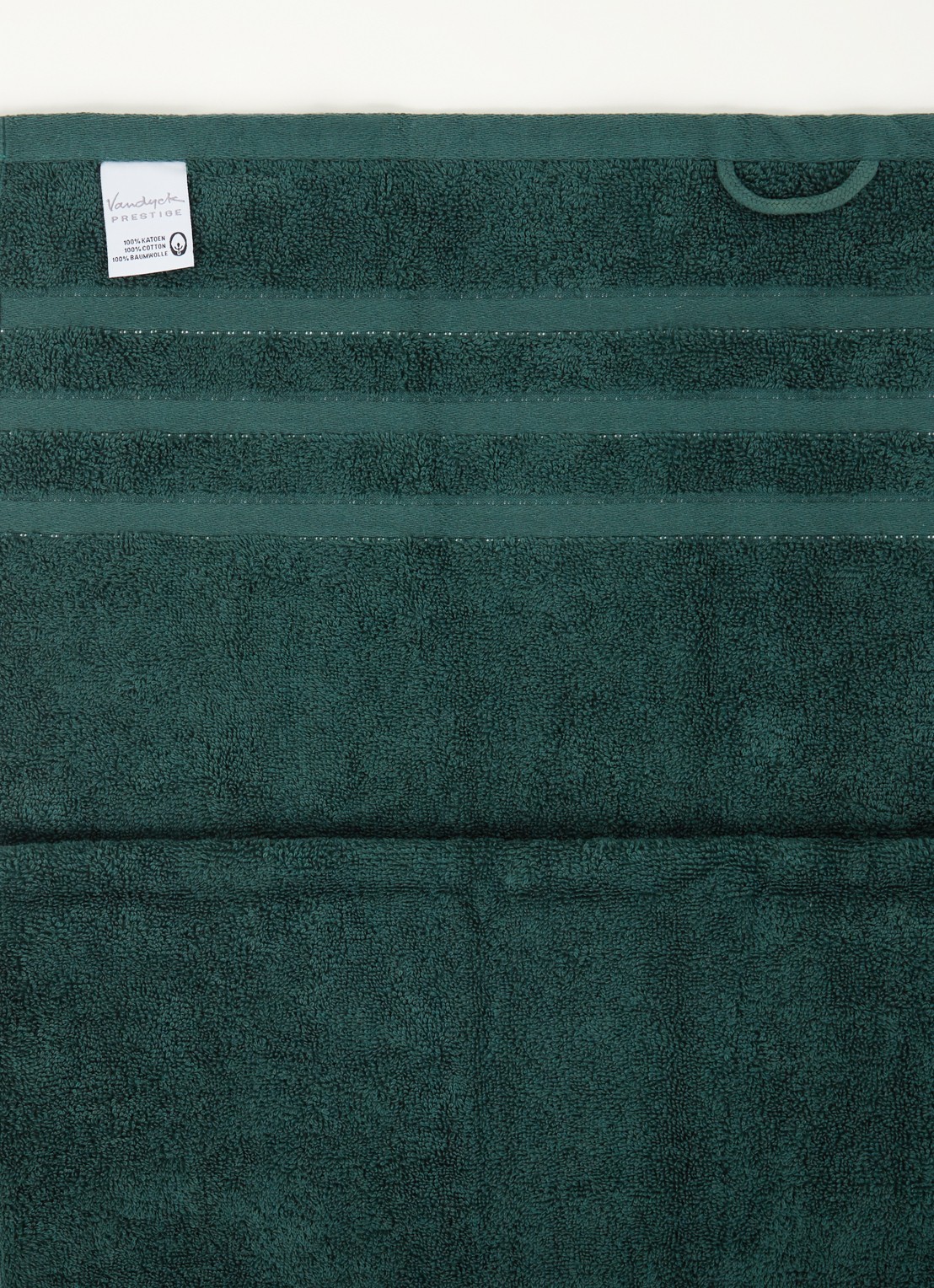 Vandyck Prestige Lines badhanddoek - 500 gr/m2 - 60 x 110 cm  - detail 3 flessengroen