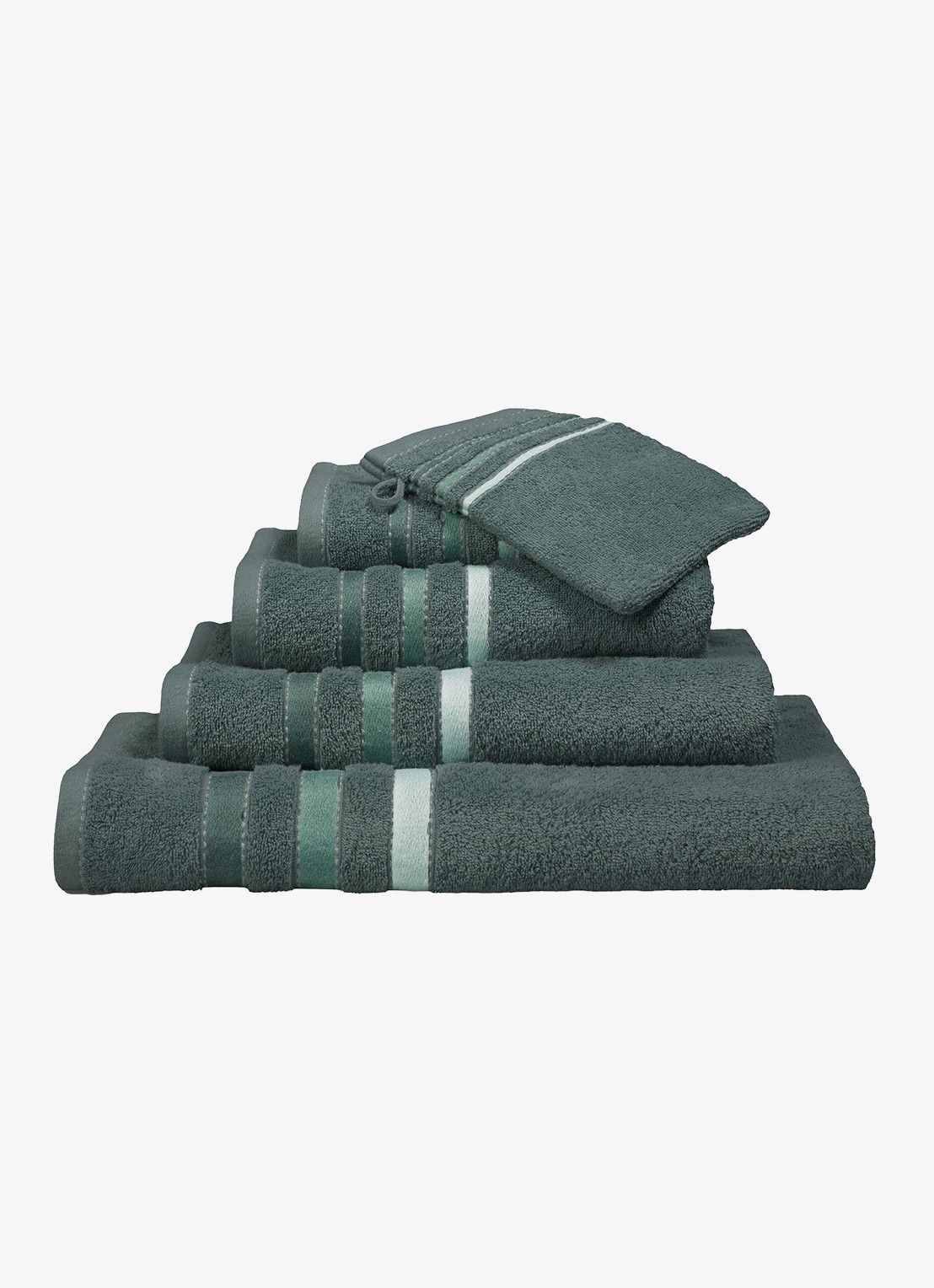 Vandyck Prestige Lines badhanddoek - 500 gr/m2 - voorkant 3 olijfgroen
