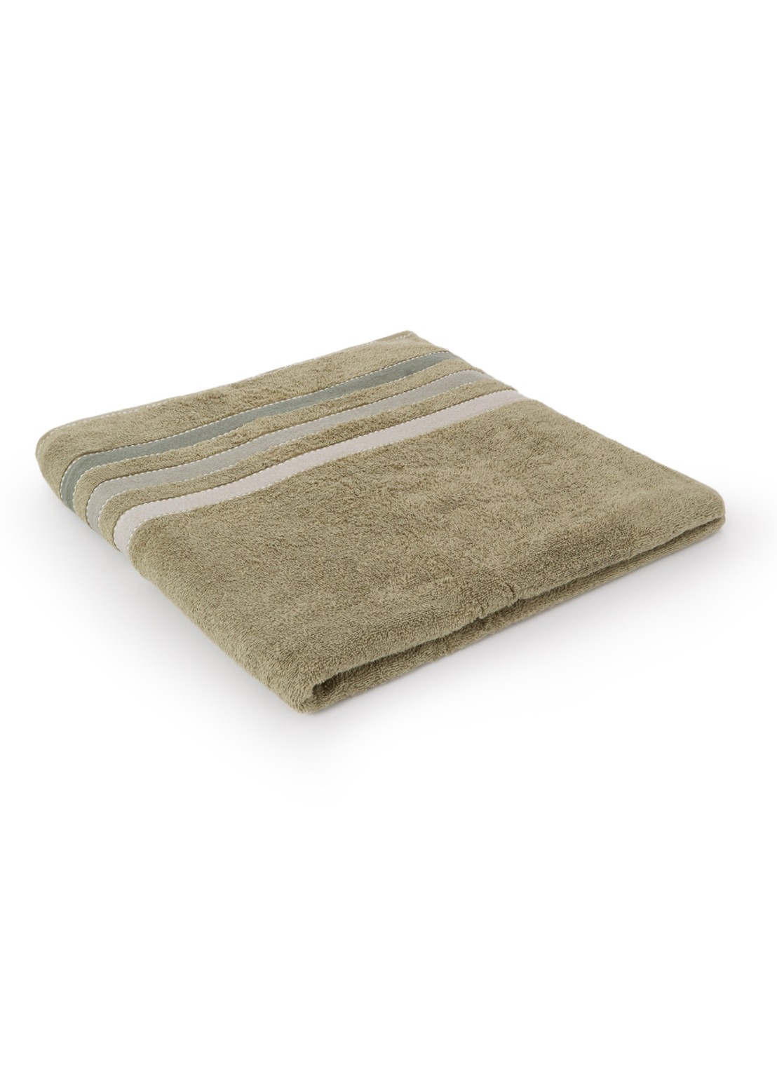 Vandyck Prestige Lines badlaken - 500 gr/m2 - 70 x 140 cm - voorkant 2 mosgroen