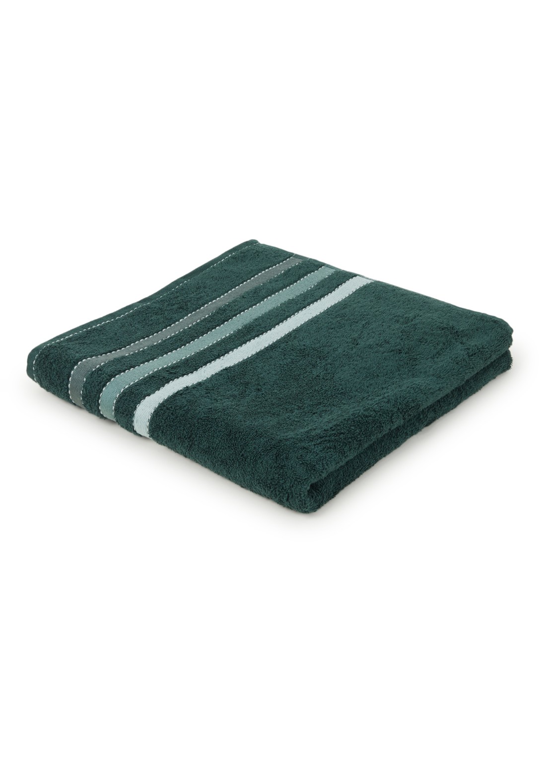 Vandyck Prestige Lines badlaken - 500gr/m2 - 70 x 140 cm  - voorkant 2 flessengroen