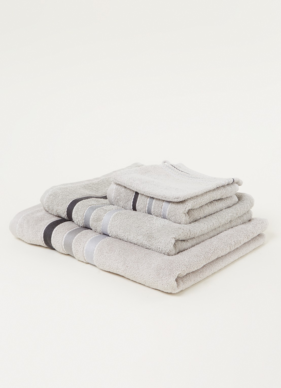 Vandyck Prestige Lines gastendoek - 500 gr/m2 - 40 x 60 cm - voorkant 2 lichtgrijs
