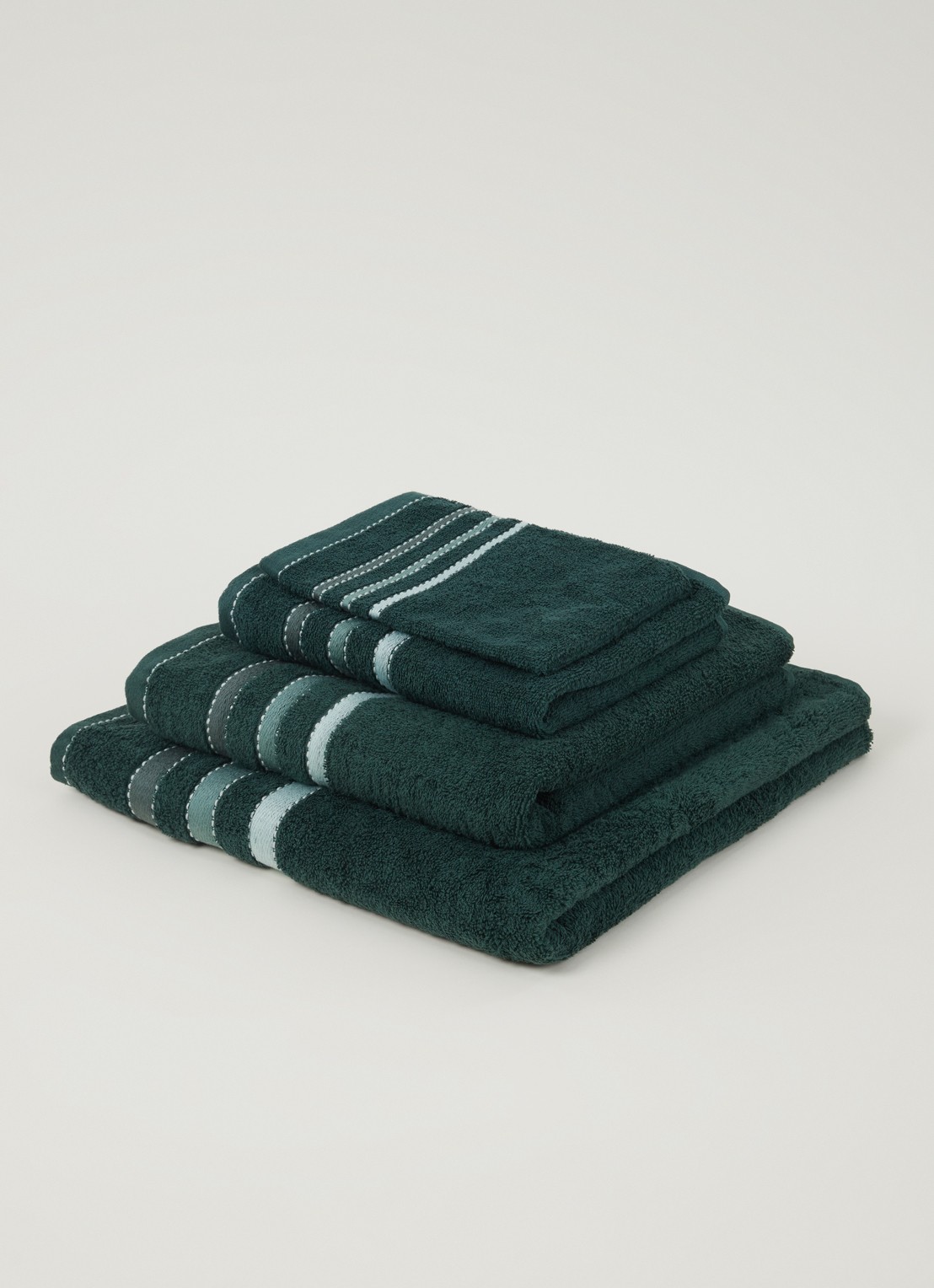 Vandyck Prestige Lines gastendoek - 500gr/m2 - 40 x 60 cm  - voorkant 2 flessengroen