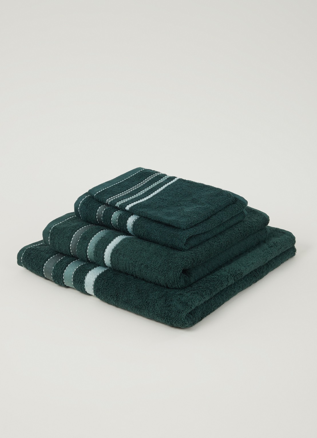 Vandyck Prestige Lines washand - 500 gr/m2 - 16 x 21 cm  - voorkant 2 flessengroen