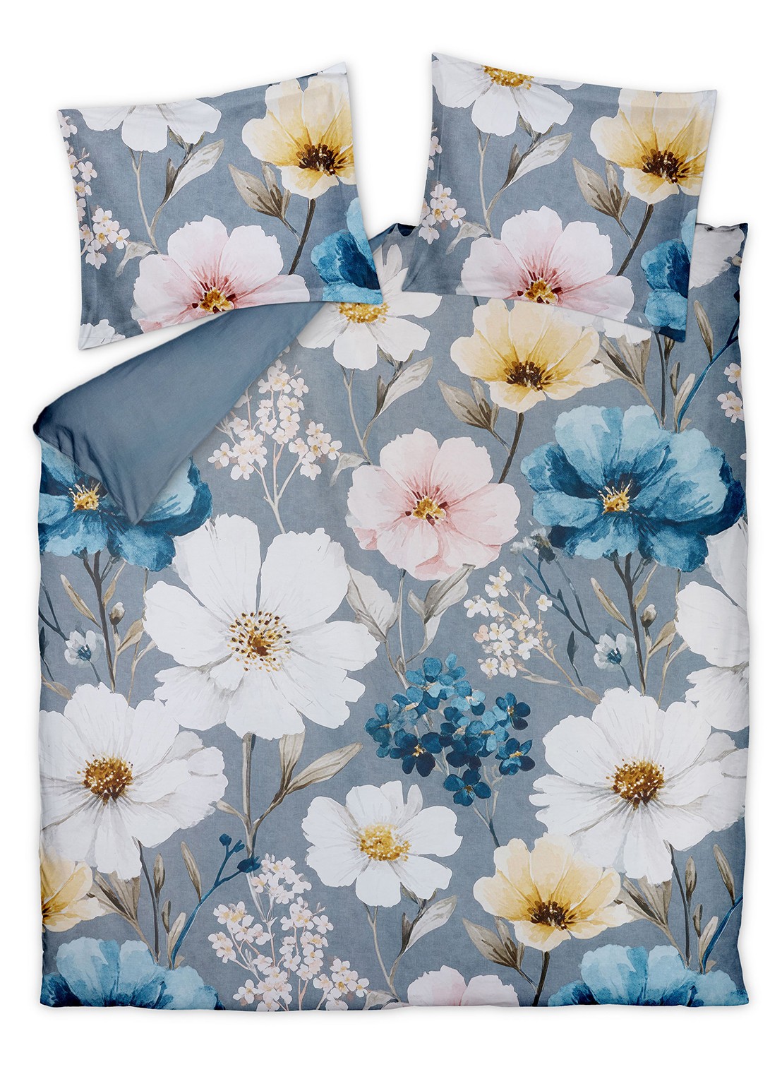 Vandyck Valea Bloom dekbedovertrekset - inclusief kussenslopen - voorkant 3 blauw