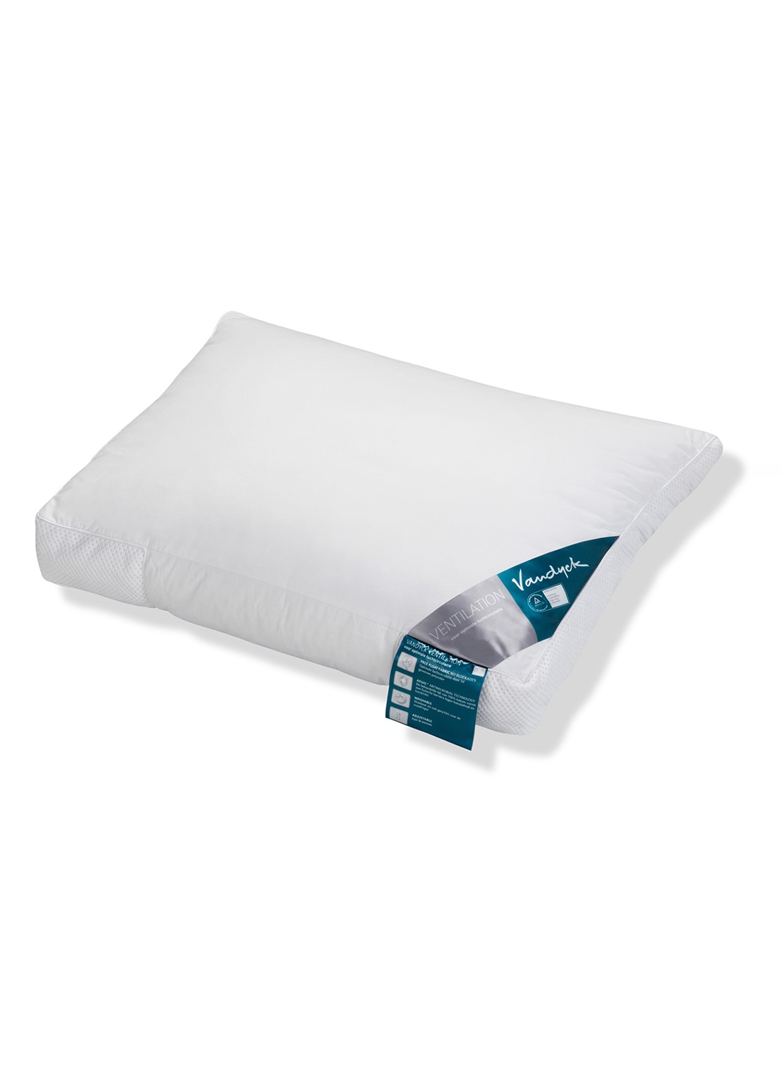 Vandyck Ventilation medium hoofdkussen met vulling van vezelbolletjes 60 x 70 cm - detail wit