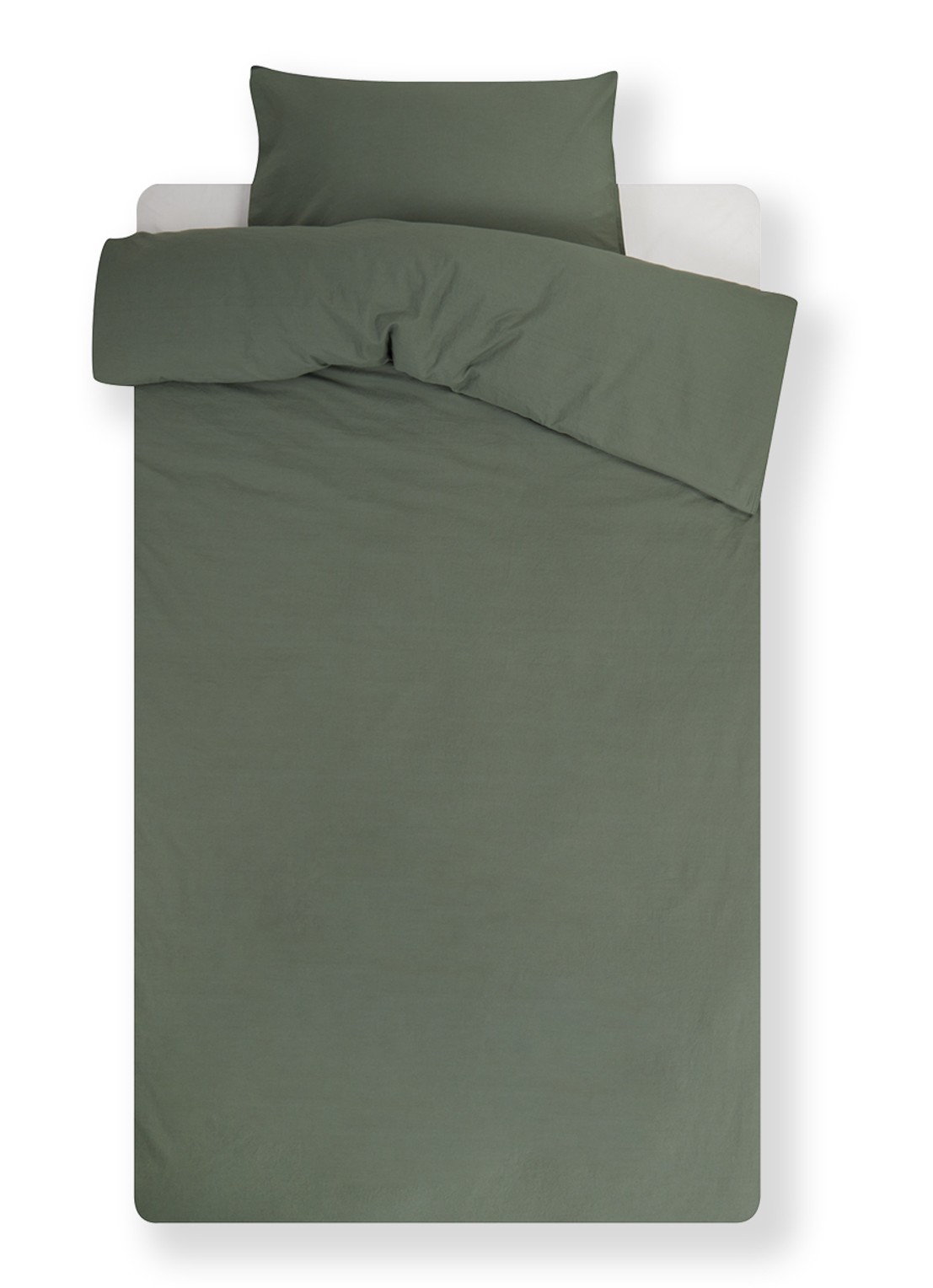 Vandyck Washed Cotton katoenen dekbedovertrekset - inclusief kussenslopen - voorkant groen