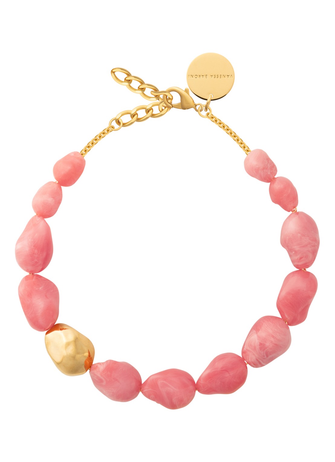 Vanessa Baroni Big Pearl ketting - detail 3 watermelon marble