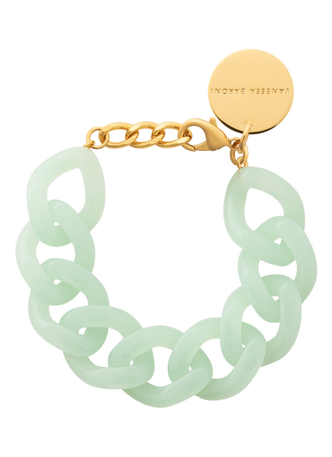 Vanessa Baroni Flat Chain armband - voorkant 2 opaline mint