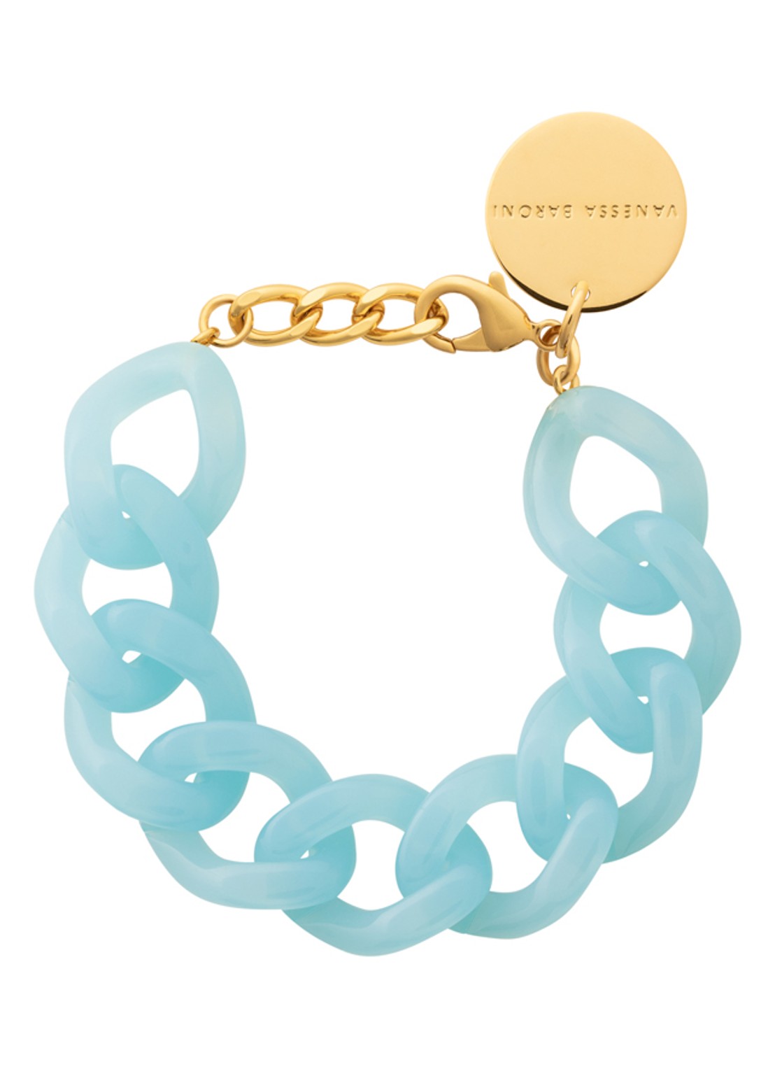 Vanessa Baroni Flat Chain armband - voorkant 2 opaline blue