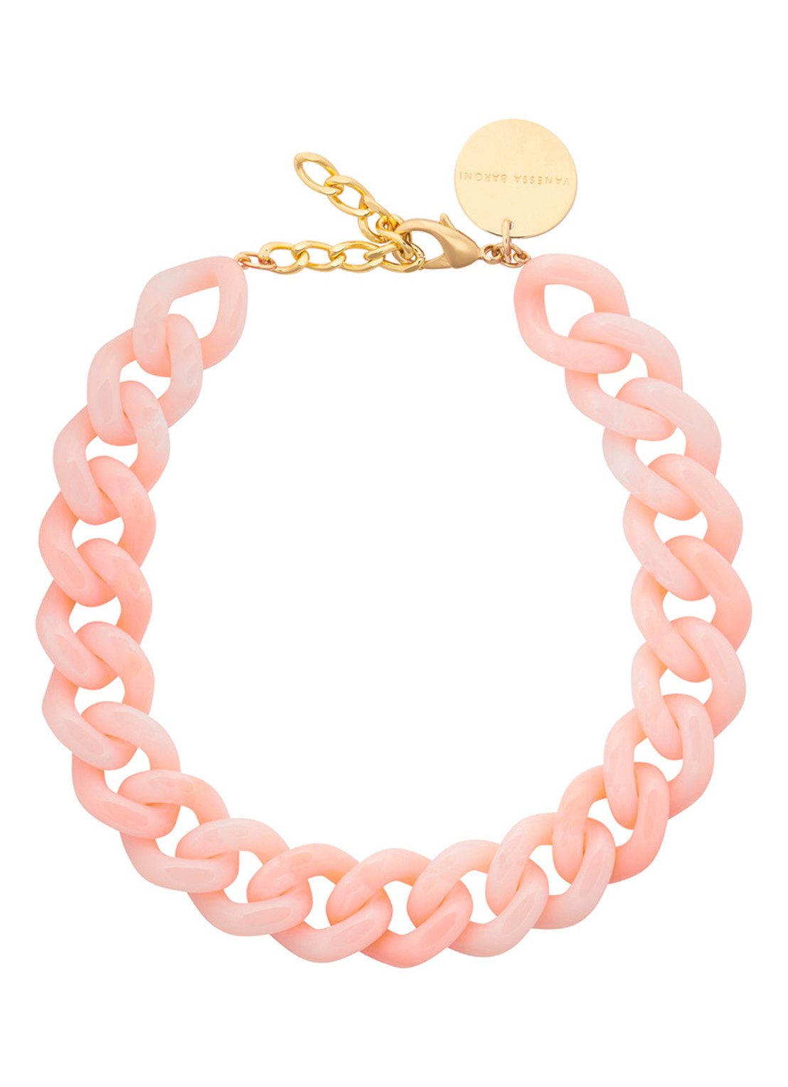 Vanessa Baroni Flat Chain schakelketting  - voorkant peach sorbet