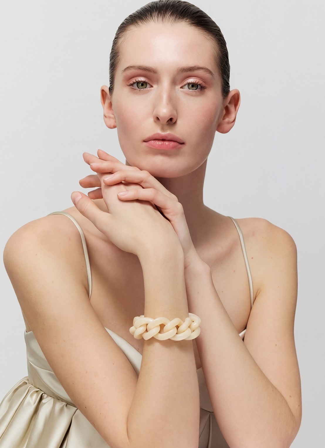 Vanessa Baroni Great schakelarmband  - voorkant 2 latte marble
