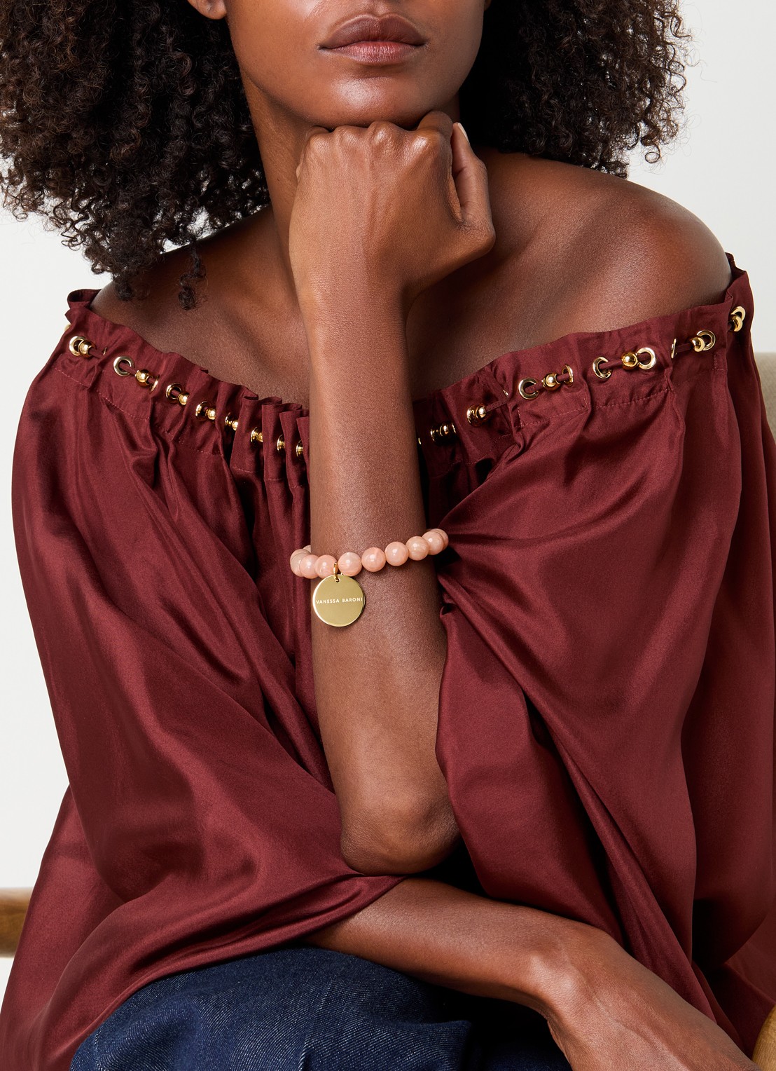 Vanessa Baroni Mini Beads armband - voorkant 4 blush marble