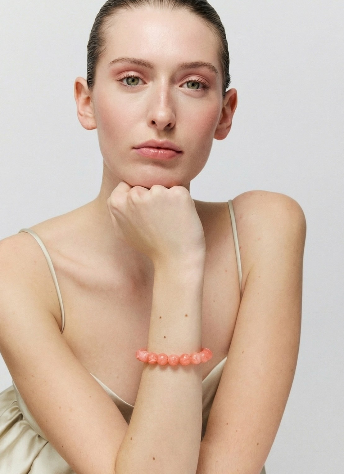 Vanessa Baroni Mini Beads armband - voorkant 3 watermelon marble