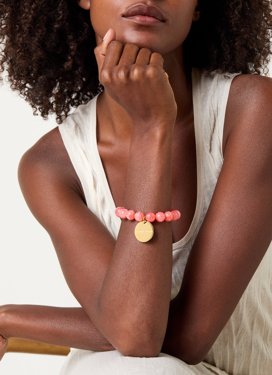Vanessa Baroni Mini Beads armband - voorkant 4 watermelon marble