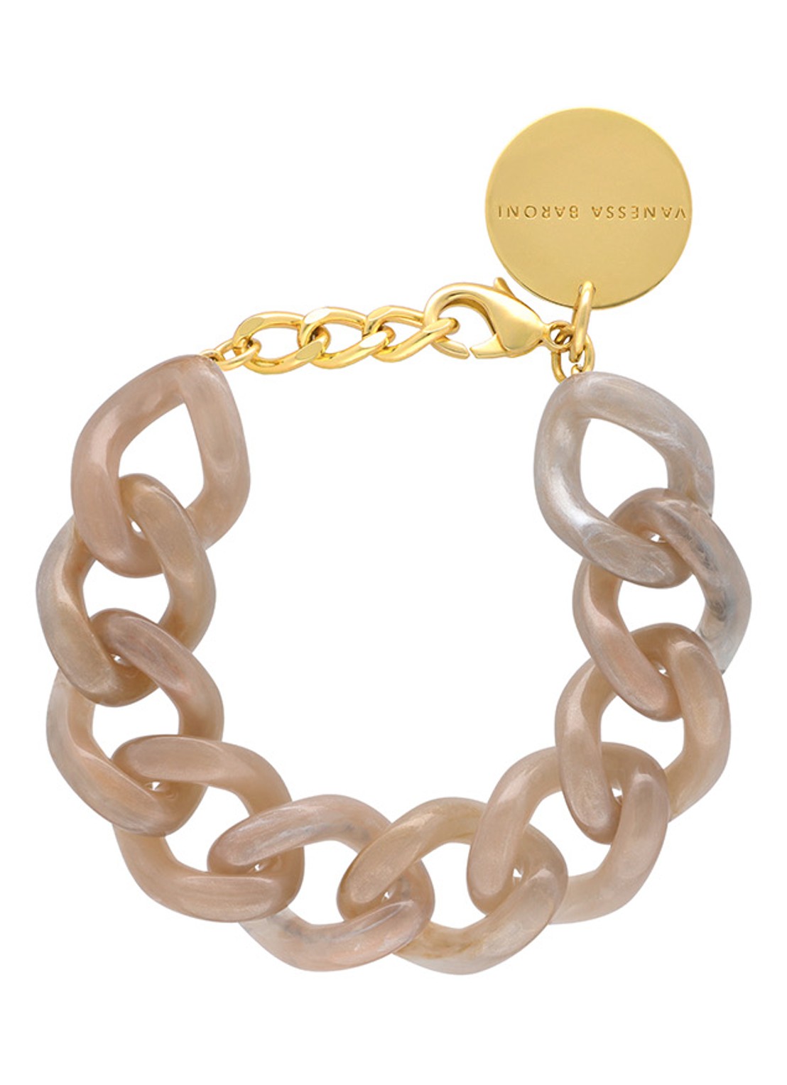 Vanessa Baroni Mini Flat Chain armband - voorkant biancone marble