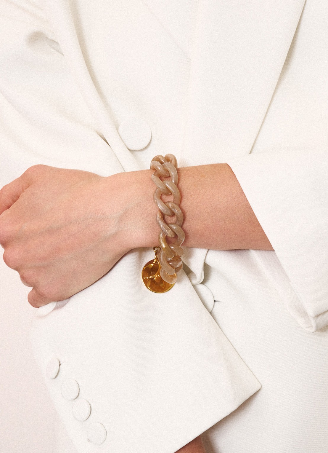 Vanessa Baroni Mini Flat Chain armband - voorkant 2 biancone marble