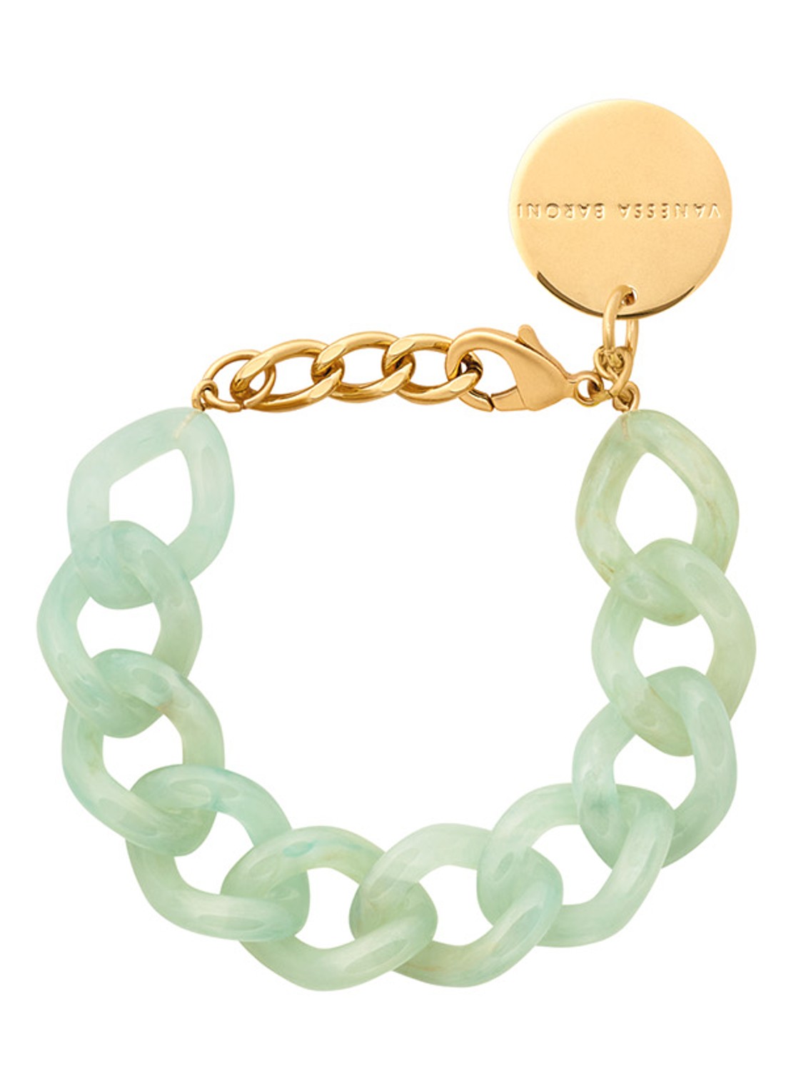 Vanessa Baroni Mini Flat Chain armband - voorkant jade