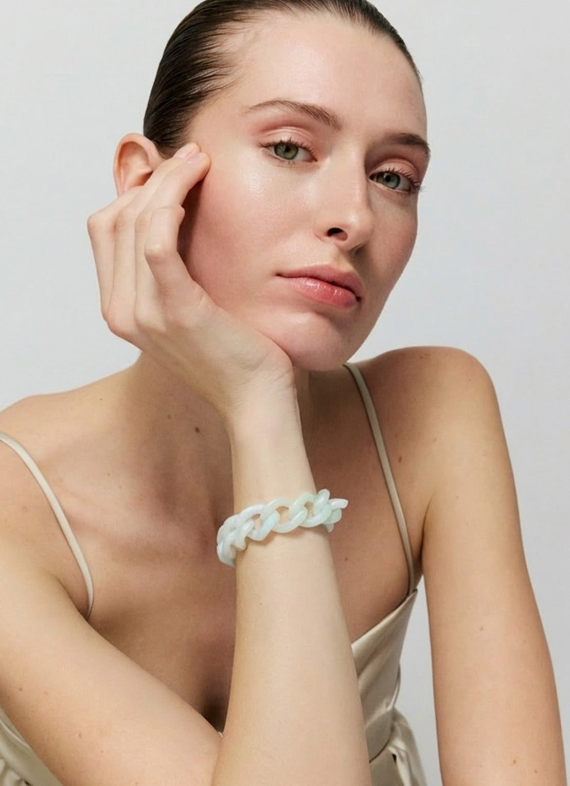 Vanessa Baroni Mini Flat Chain armband - voorkant 2 cloud marble