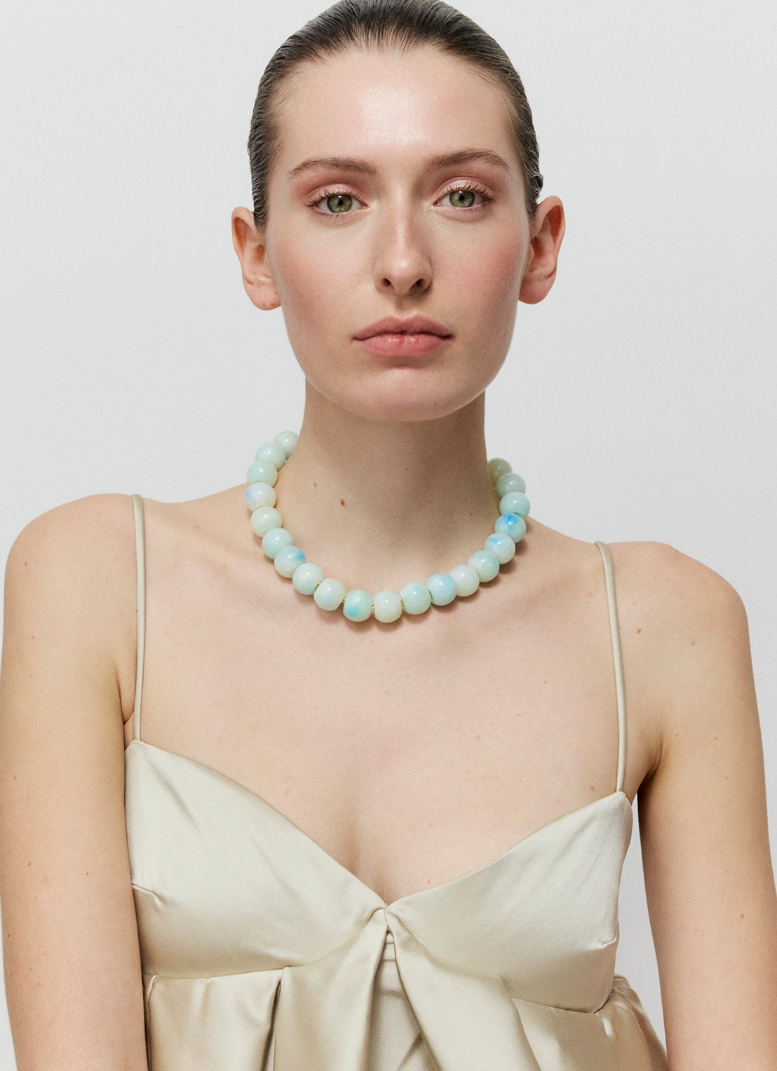Vanessa Baroni Small Beads kralenketting - voorkant 4 cloud marble