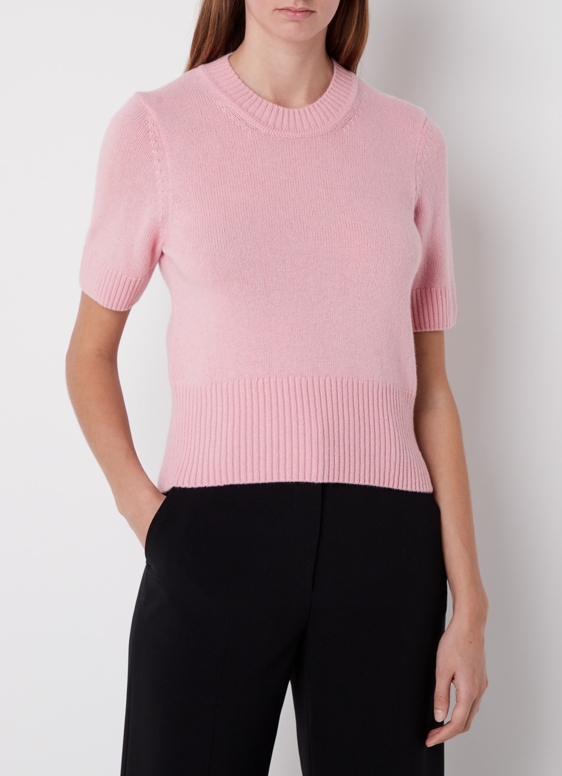 Vanilia Fijngebreide top in kasjmierblend - detail 4 roze