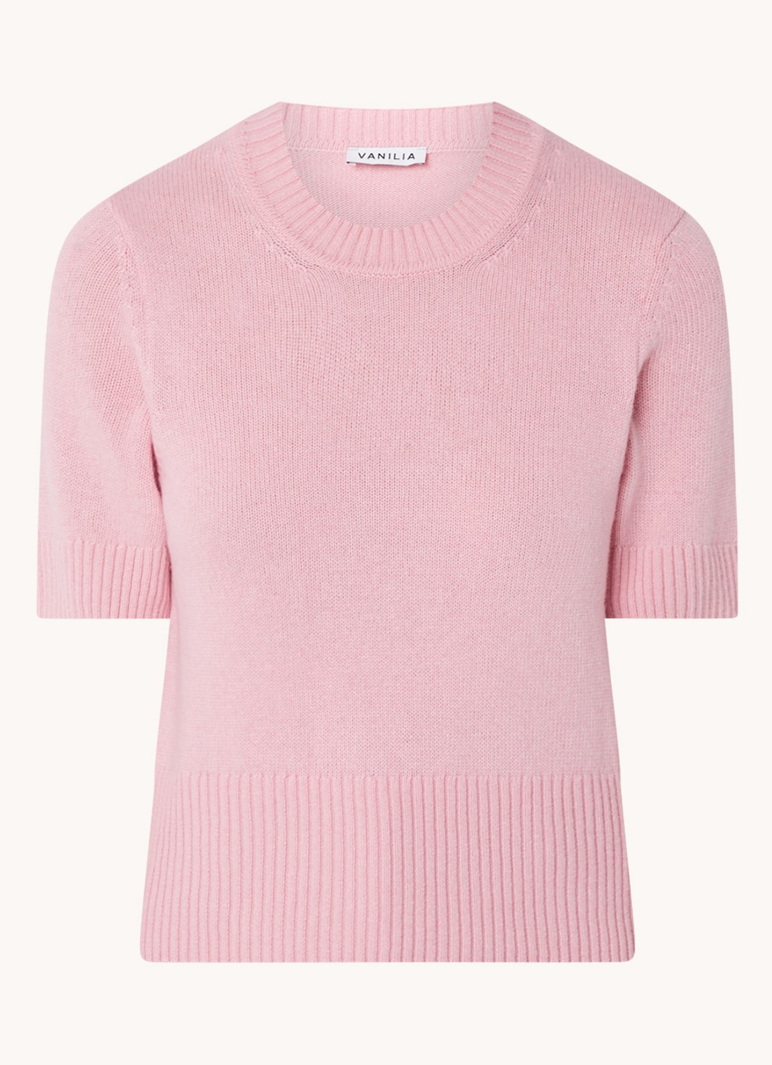 Vanilia Fijngebreide top in kasjmierblend - voorkant roze