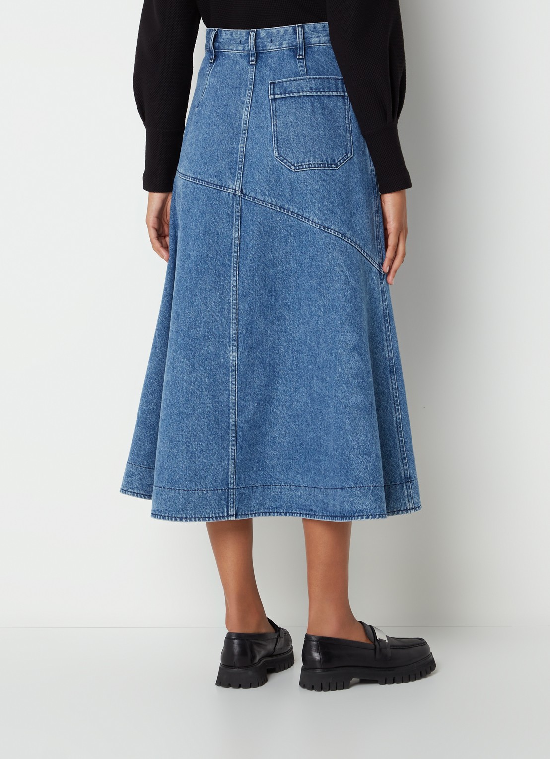 Vanilia Maxi rok van denim - achterkant 4 indigo