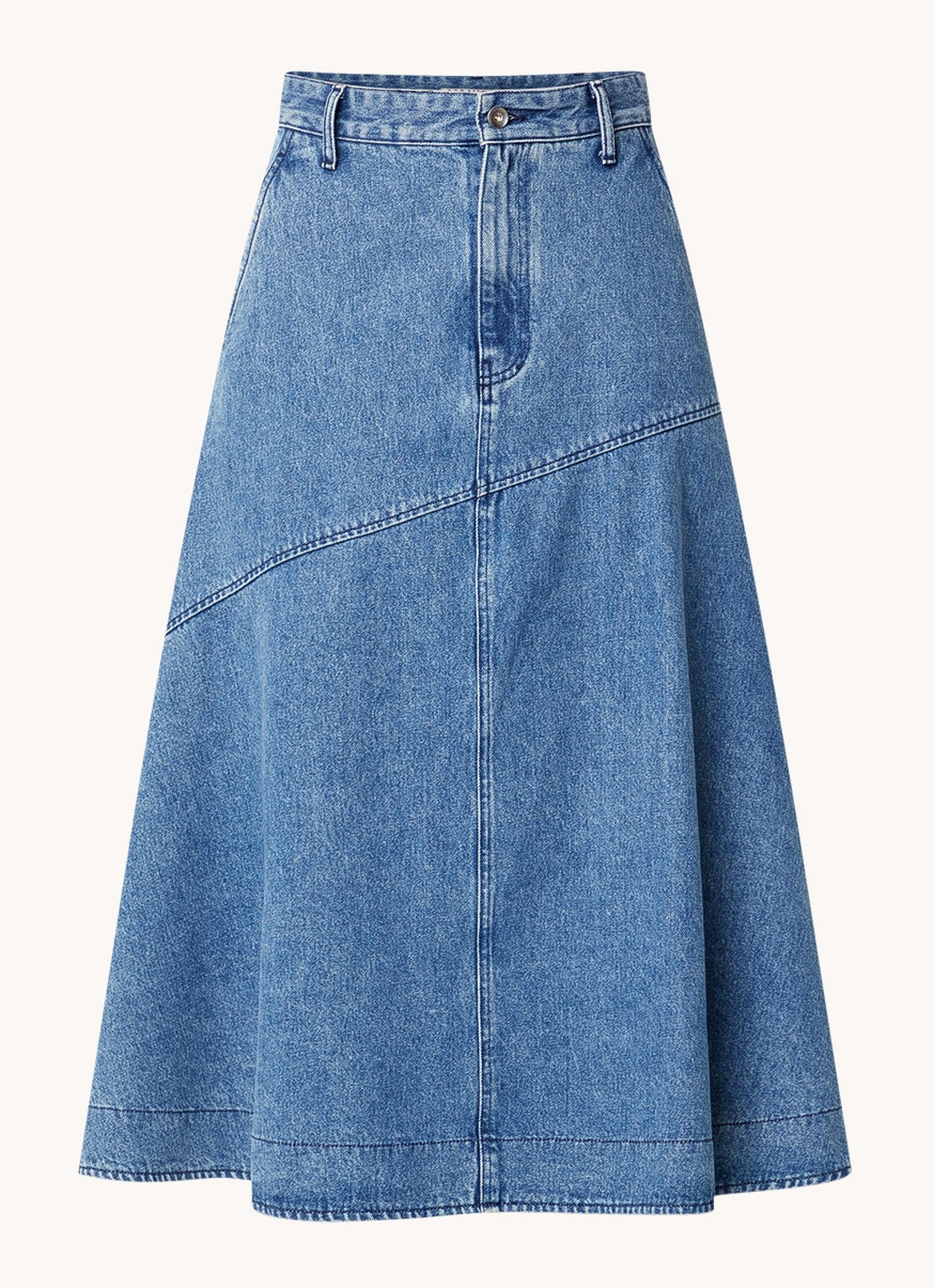 Vanilia Maxi rok van denim - voorkant indigo