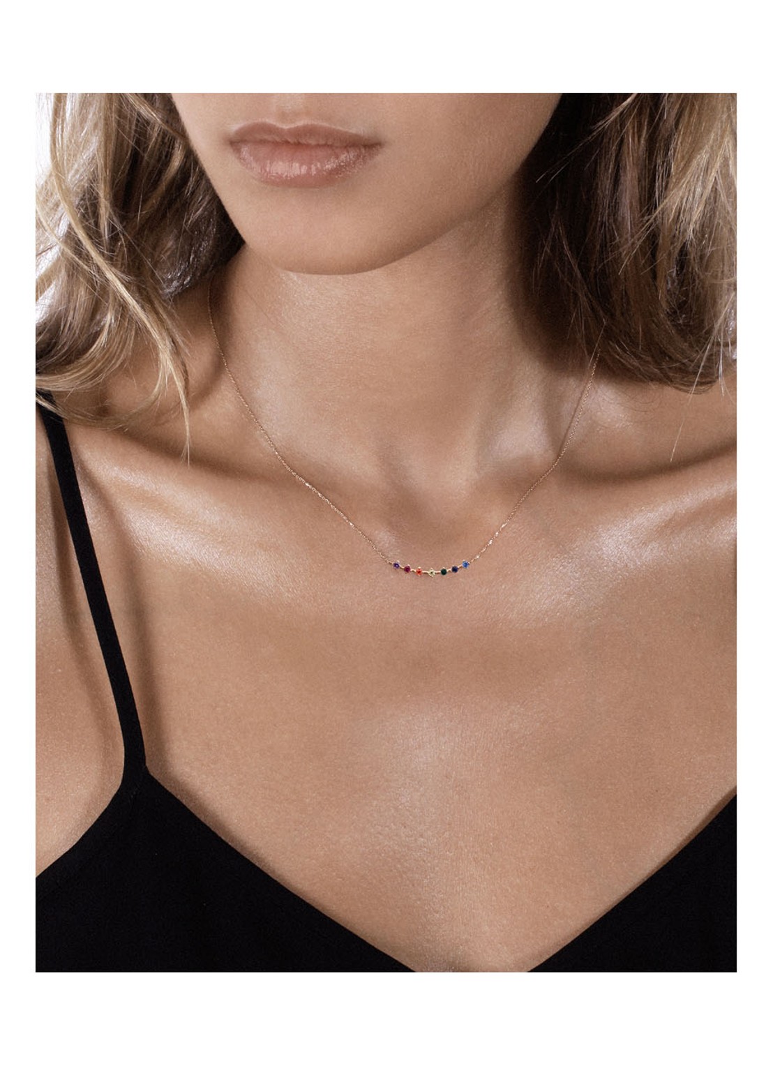 Vanrycke Stardust Rainbow ketting van 18 karaat roségoud met diamant - voorkant 2 roségoud