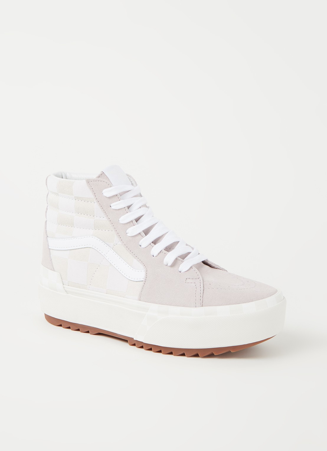 VANS Checkerboard SK8-Hi Stacked sneaker van suède - voorkant oudroze