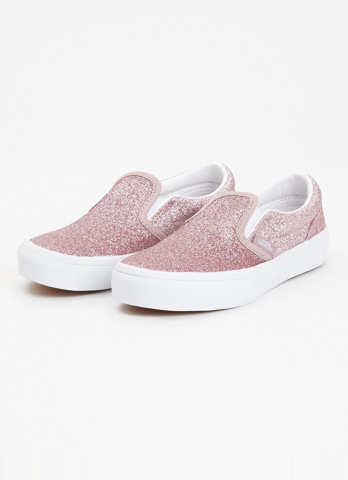 VANS Classic slip-on met glitter - voorkant 4 roze
