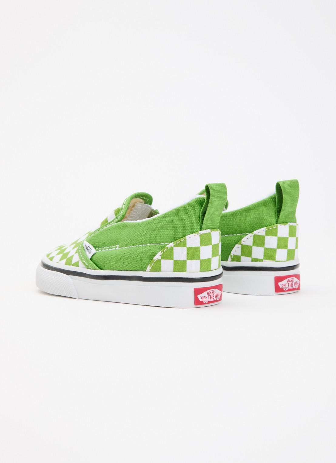 VANS Classic Slip-On V slip-on van canvas met ruitdessin - achterkant 2 lime