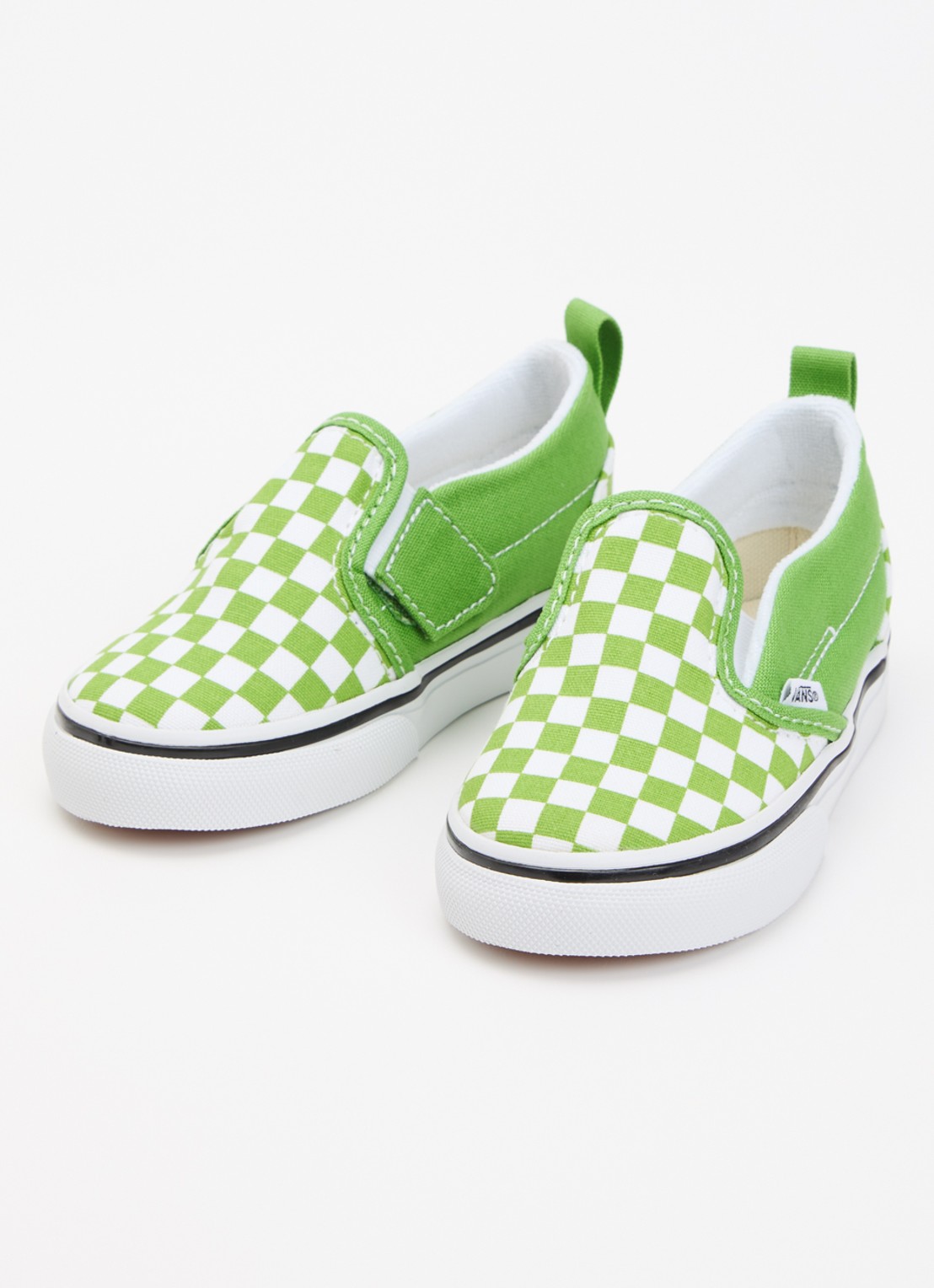 VANS Classic Slip-On V slip-on van canvas met ruitdessin - voorkant 4 lime
