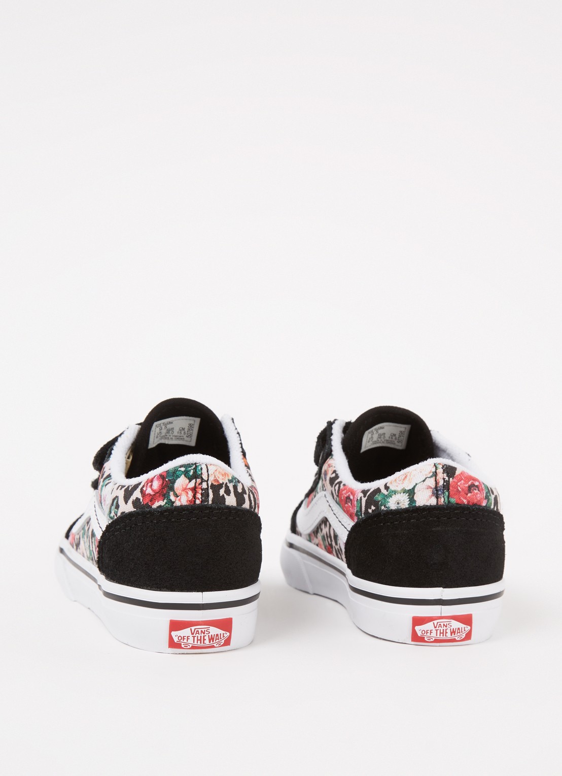 VANS Leopard Floral Old Skool V sneaker met suède details - detail zwart