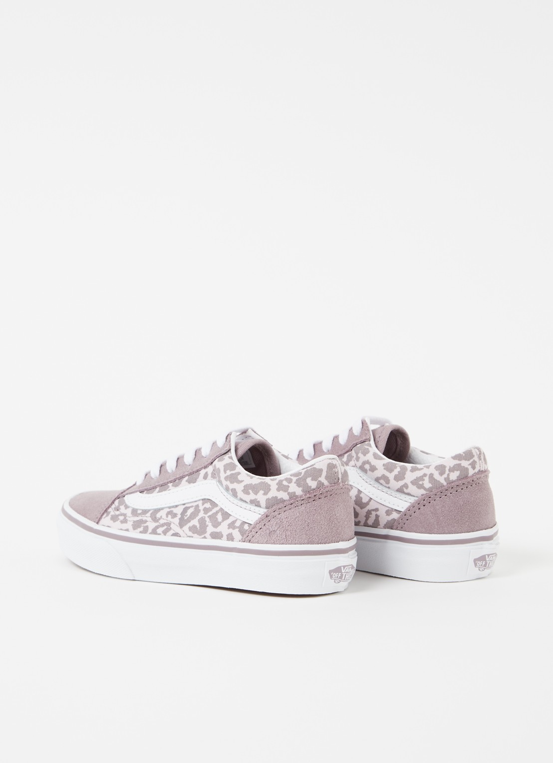 VANS Leopard Old skool sneaker met suède details - detail lichtpaars