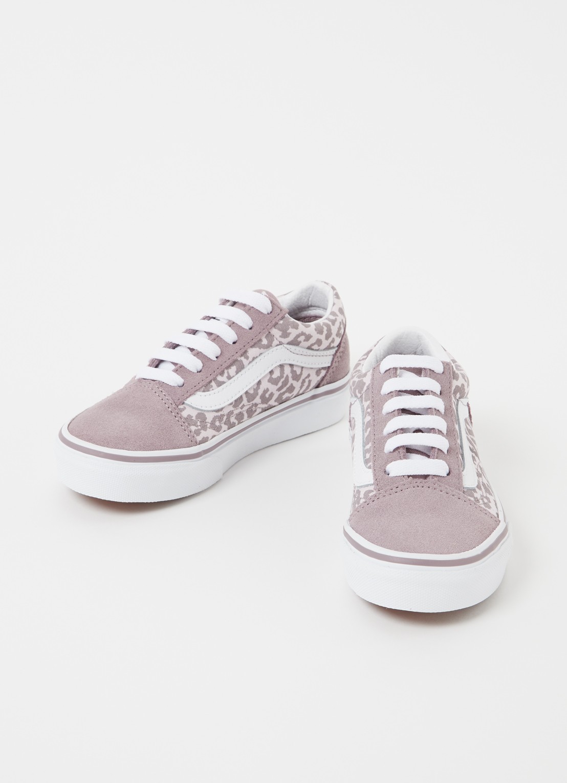 VANS Leopard Old skool sneaker met suède details - voorkant 4 lichtpaars