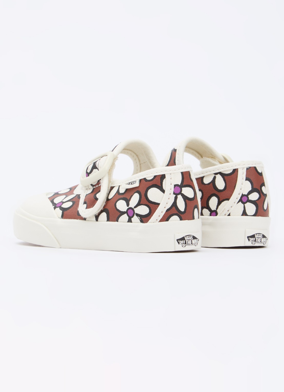 VANS Mary Jane ballerina van canvas met bloemenprint - achterkant bruin