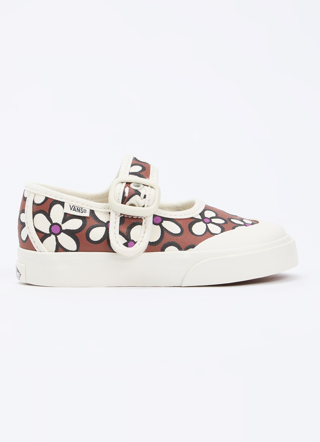 VANS Mary Jane ballerina van canvas met bloemenprint - voorkant 3 bruin