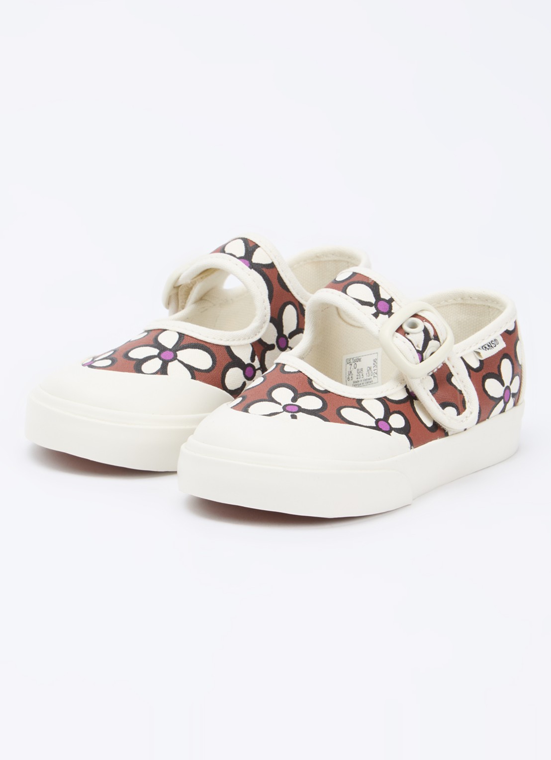VANS Mary Jane ballerina van canvas met bloemenprint - voorkant 4 bruin